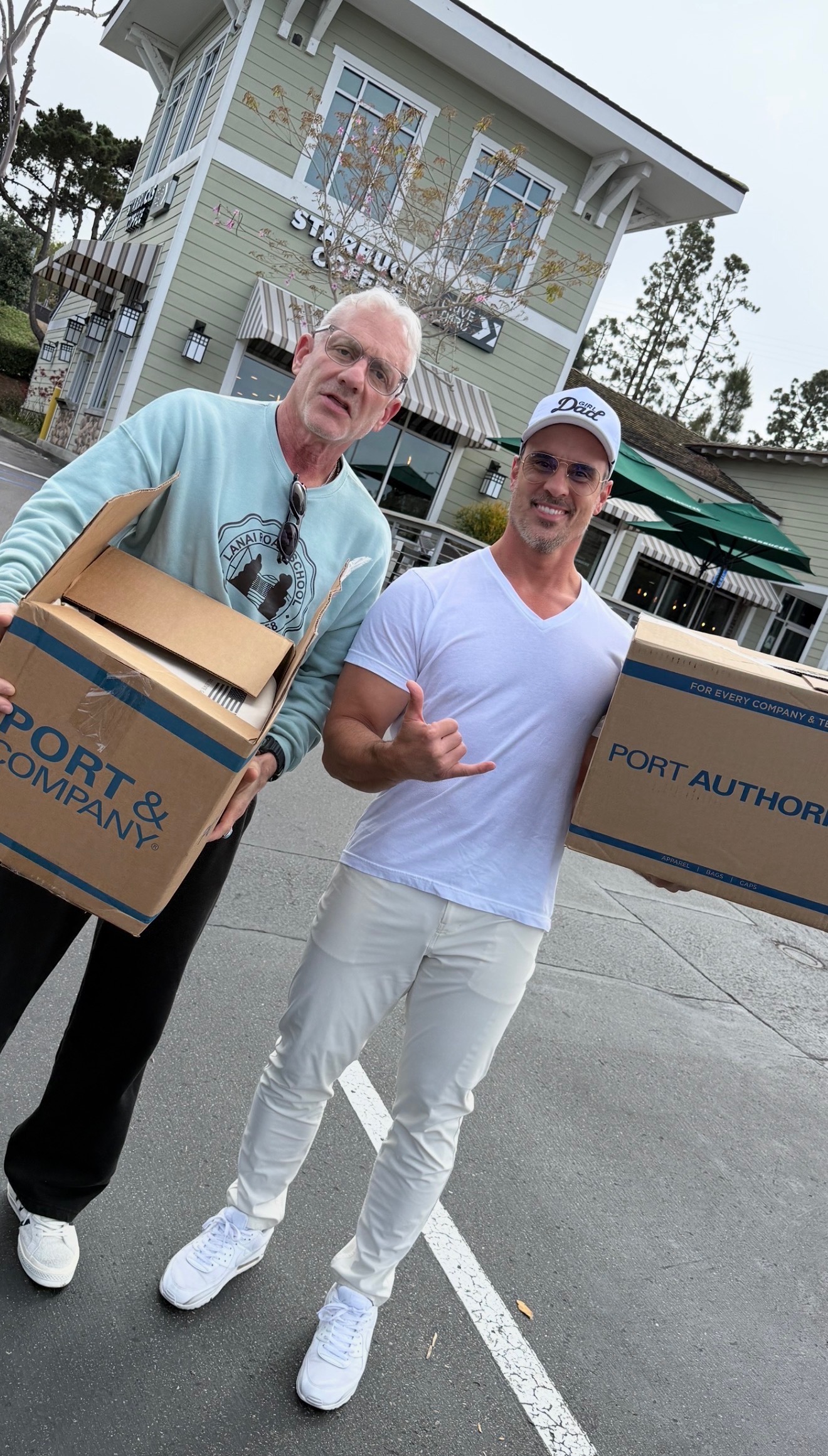 Jeff hand-delivering merch to Danny in San Diego