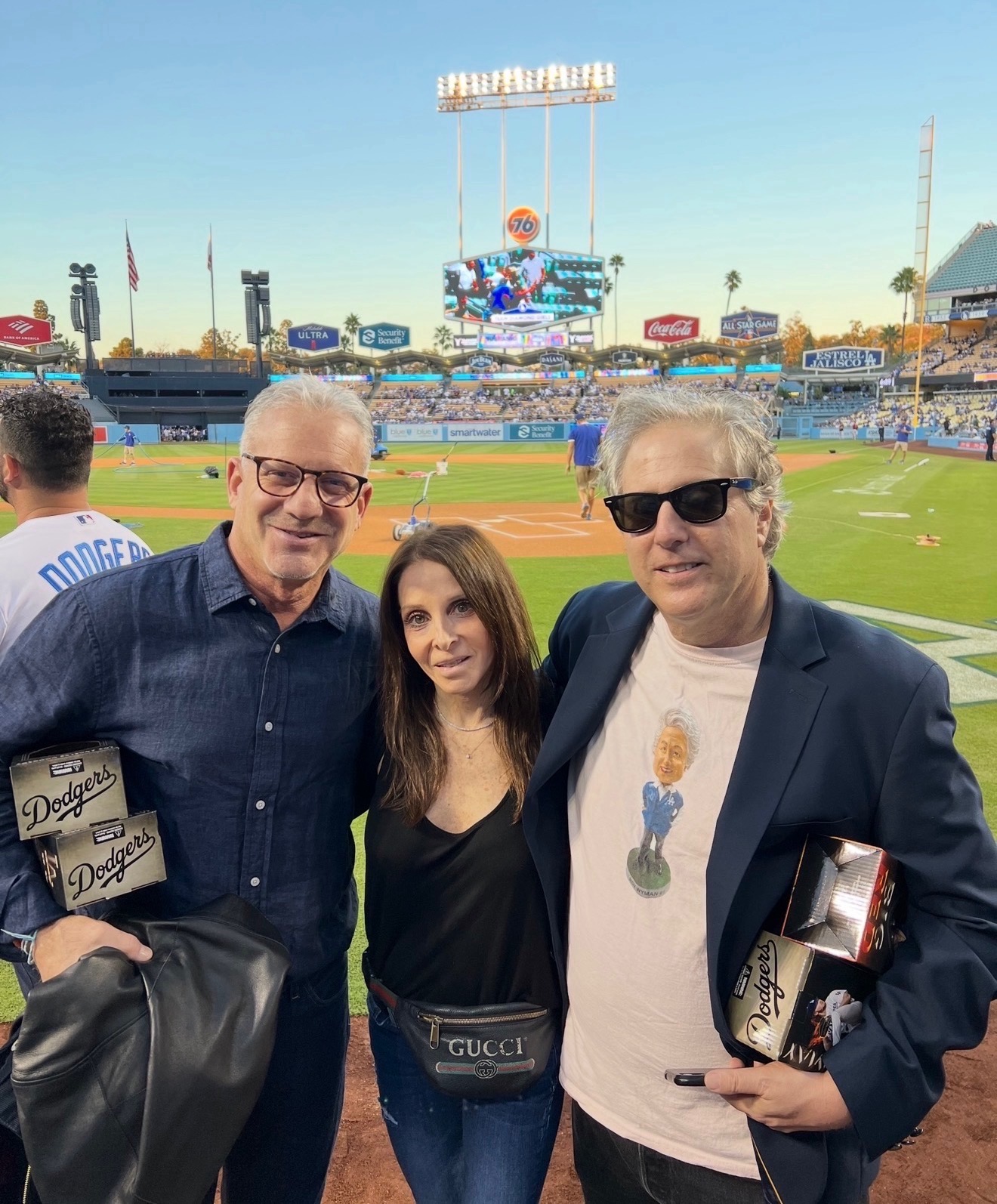 Custom Bleed Blue Award trophy at Dodger Stadium